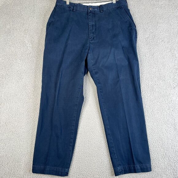 Vintage Polo Ralph Lauren Pants Mens 36 x 30 Blue Flat Front 100% Cotton Golf